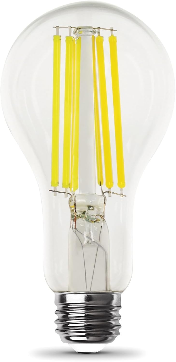 image:imageFeit Electric A21 LED Filament Light Bulb 150W Equivalent 2605 Lumens Bright White 3000K Dimmable E26 Base Clear Glass Decorative Vintage Style 15000Hour Lifetime OM150DMCL830FIL3000k Bright White