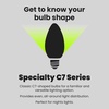 image:imageFeit Electric BP7C7827LED4 06W 7W Equivalent 30 Lumen Candelabra Base Four LED C7 Night Light Bulb 21 H x 09 D 2700K Soft White 4 Piece5000k Daylight