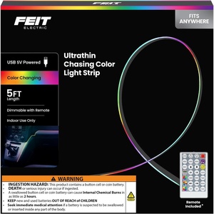 image:imageFeit Electric 100ft Chasing amp Tunable White LED Tape Light Dimmable RGB Colors Cuttable for Custom Fit Slim 04Inch Width IndoorOutdoor Plugin Light Strip Remote Controlled TAPE1200CHASERGB Red  Green  Blue