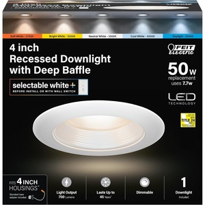 image:imageFeit Electric 4in LED Canless Recessed Downlights 5CCT 50W Eq 4 Pack1 Count Pack of 1