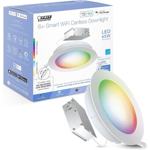 image:imageFeit Electric 6 Smart LED Canless Recessed Downlight 65W EQ Dimmable Wifi Enabled Compatible with Alexa and Google Home Asst Color Changing 90 CRI 850 Lumens1 Count Pack of 1