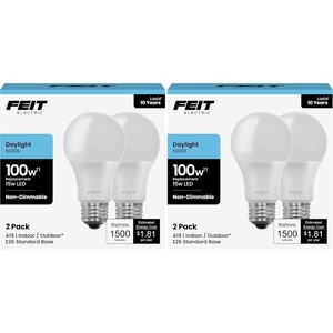 image:imageFeit Electric A19 LED Light Bulbs 100W Equivalent 1500 Lumens Neutral White 3000K 15W 11000Hour Lifespan General Purpose IndoorCommercial Use A160083510KLED4 4 Pack5000k 