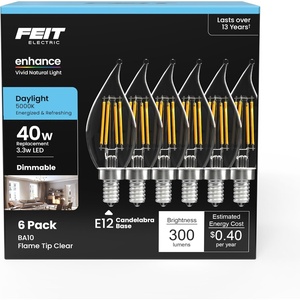 image:imageFeit Electric BA10 Enhance LED Light Bulb 40W Eq Soft White 6 Pack5000k Daylight