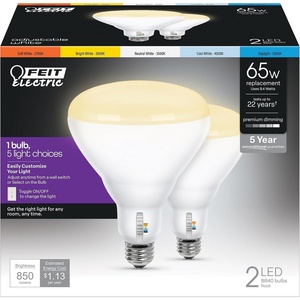 image:imageFeit Electric BR40 LED Light Bulb 100W Eq 5CCT 6Way 2 PackBR40 65W