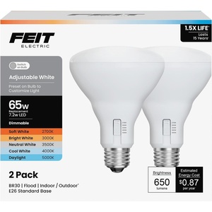 image:imageFeit Electric BR40 LED Light Bulb 5CCT Dimmable  150W Equivalent 1 PackBR30  65W