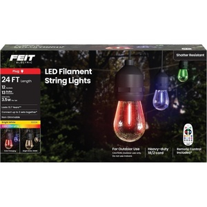 image:imageFeit Electric Color Changing Outdoor String Lights 24ft RGBW 12 Sockets