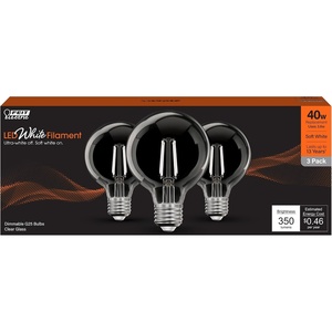 image:imageFeit Electric G25 White Filament LED Bulb 60W Eq Soft White 3 Pack2700k Soft White