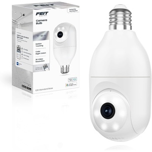 image:imageFeit Electric Indoor Security Camera with Motion Detection 30ft Night Vision Pan and Tilt Head 24GHz WiFi 2Way Audio 1080p HD Works with Alexa amp Google Asst Plugin White CAMPANWiFiG2Bulb Security Cam