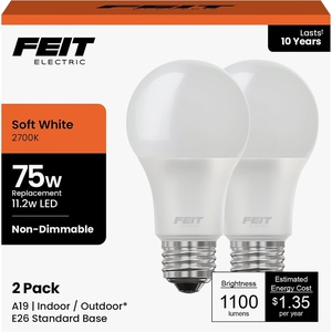 image:imageFeit Electric LED Light Bulbs  A19 75W Equivalent 80 CRI  2700K 12 Pack2700k Soft White