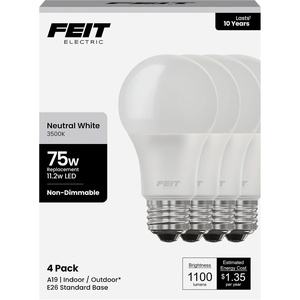 image:imageFeit Electric LED Light Bulbs  A19 75W Equivalent 80 CRI  2700K 12 Pack3500k Neutral White