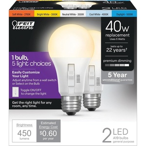image:imageFeit Electric LED Light Bulbs A21 100W Eq Dimmable 5CCT  Switch  4 PackA19  2 Pack