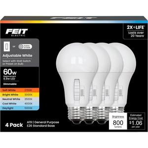 image:imageFeit Electric LED Light Bulbs A21 100W Eq Dimmable 5CCT  Switch  4 PackA19  4 Pack