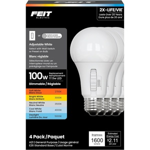 image:imageFeit Electric LED Light Bulbs A21 100W Eq Dimmable 5CCT  Switch  4 PackA21  4 Pack