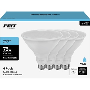 image:imageFeit Electric LED PAR38 Bulbs 75W Equivalent Non Dimmable 3000k Bright White 750 Lumens 10 Year Lifetime E26 Base PAR38 Flood Lights CRI 90 Damp Rated 4 Pack PAR38930CA10KMP45000k Daylight White