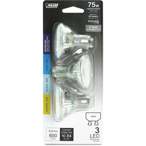 image:imageFeit Electric MR16 LED Reflector Light Bulb 35W Equivalent Dimmable GU10 Base 90 CRI 300 Lumen Adjustable Color Temperature Track Lighting 25000Hour Lifespan BPMR16GU10353CCTCA3 3Pack75Watt  Adjustable White