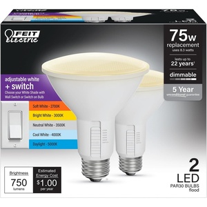 image:imageFeit Electric PAR30 LED Reflector Light Bulb 75W Eq 5CCT 6Way 2 PackAdjustable White