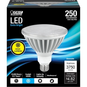 image:imageFeit Electric PAR38 LED Light Bulb 250W Equivalent Dimmable 5000K Daylight 3750 Lumens E26 Base Wet Rated IndoorOutdoor Recessed Can Light Bulbs 15000Hour Lifetime PAR38DM37505KLED5000k Daylight