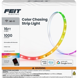 image:imageFeit Electric Smart LED Strip Light 100 Ft ColorChanging RGB  Tunable White 24GHz WiFi App amp Remote Control Alexa amp Google Home Compatible Flexible Light Strip TAPE100RGBWAG16FT