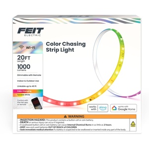 image:imageFeit Electric Smart LED Strip Light 100 Ft ColorChanging RGB  Tunable White 24GHz WiFi App amp Remote Control Alexa amp Google Home Compatible Flexible Light Strip TAPE100RGBWAG20FT