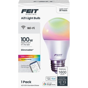 image:imageFeit Electric Smart Light Bulbs A19 RGBW Color Changing  60W Eq  3 PackRgbw  100w