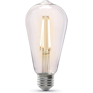 image:imageFeit Electric Vintage Exposed Straight Filament Amber Clear Glass LED ST19 60W Equivalent 400 Lumen Dimmable 2100K Warm White E26 Base 15000Hour Lifetime ST19VGLED24 8 PackSoft White